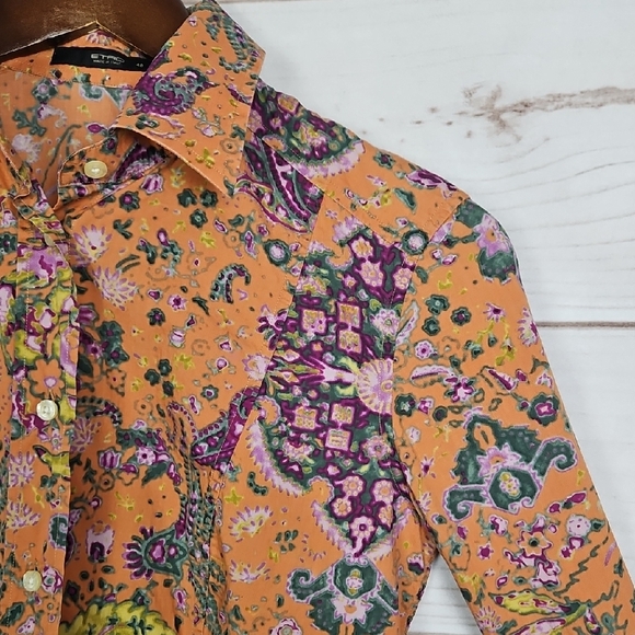 ETRO Multicolor Paisley & Floral Button Down Shirt - Size 40 - Picture 13 of 15